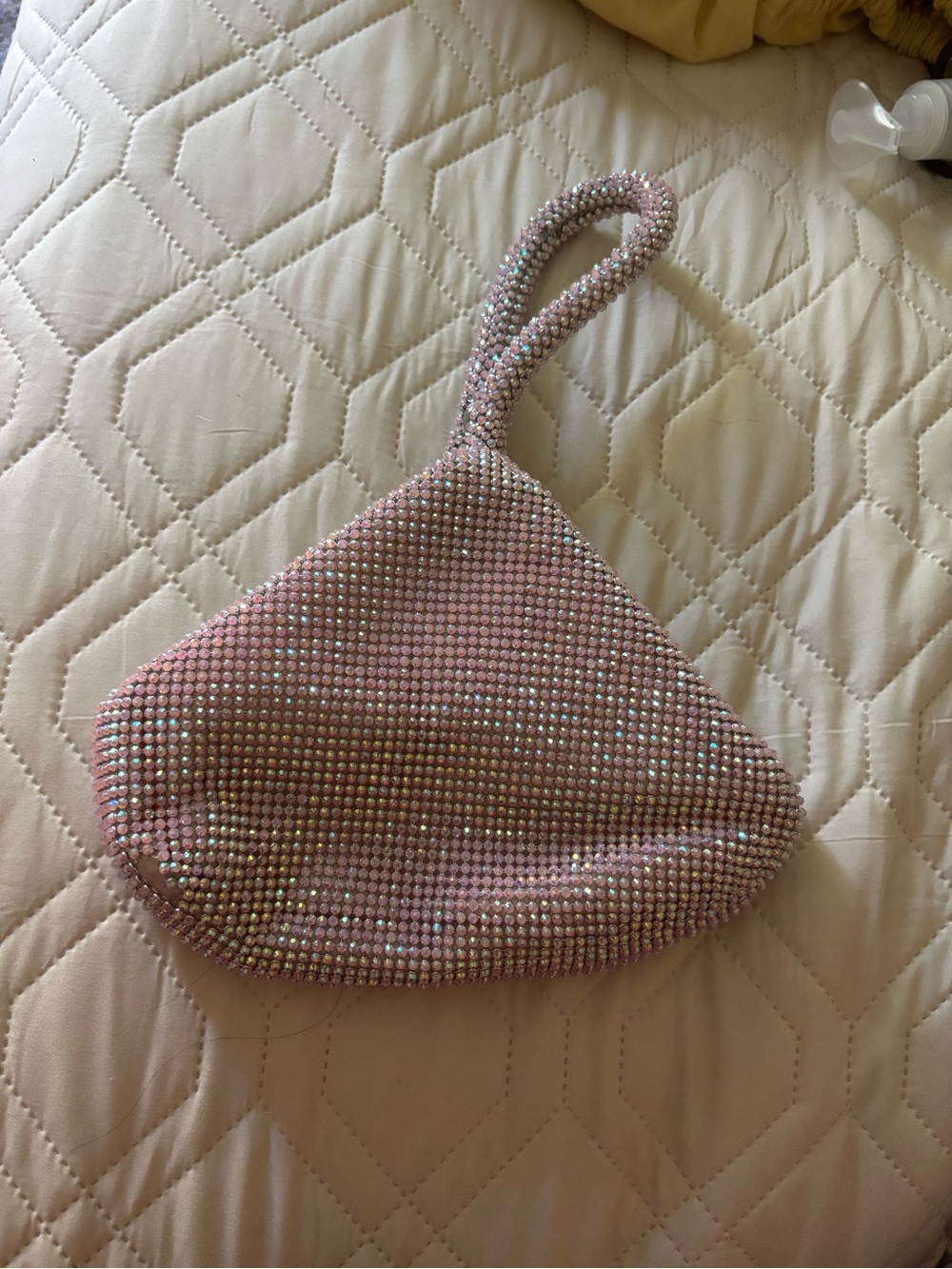 Jessica McClintock Pink Rhinestone Wristlet Evening Bag Y2K Sparkle